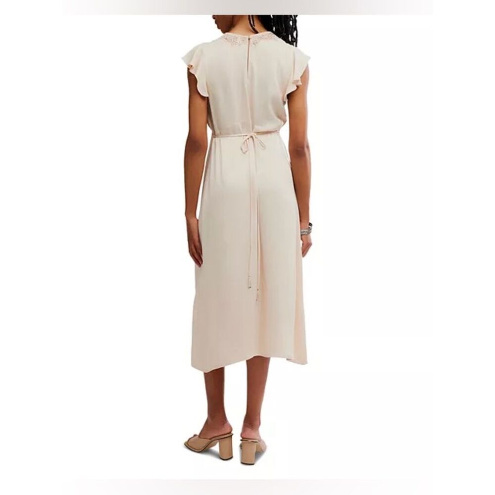 Free People Tied With Joy Midi Dress Neutral Lace-Trim Camisole size XL - Picture 5 of 11